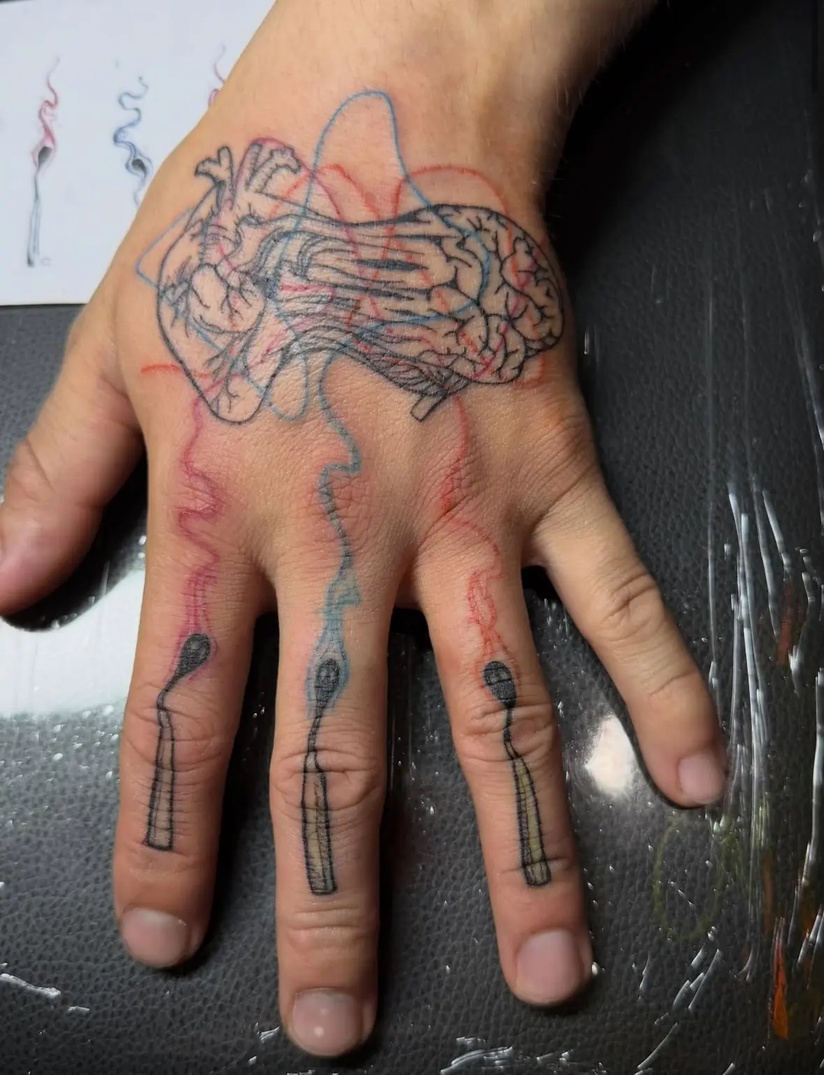 Anatomical heart hand tattoo from Only 4Ever Tattoo Studio