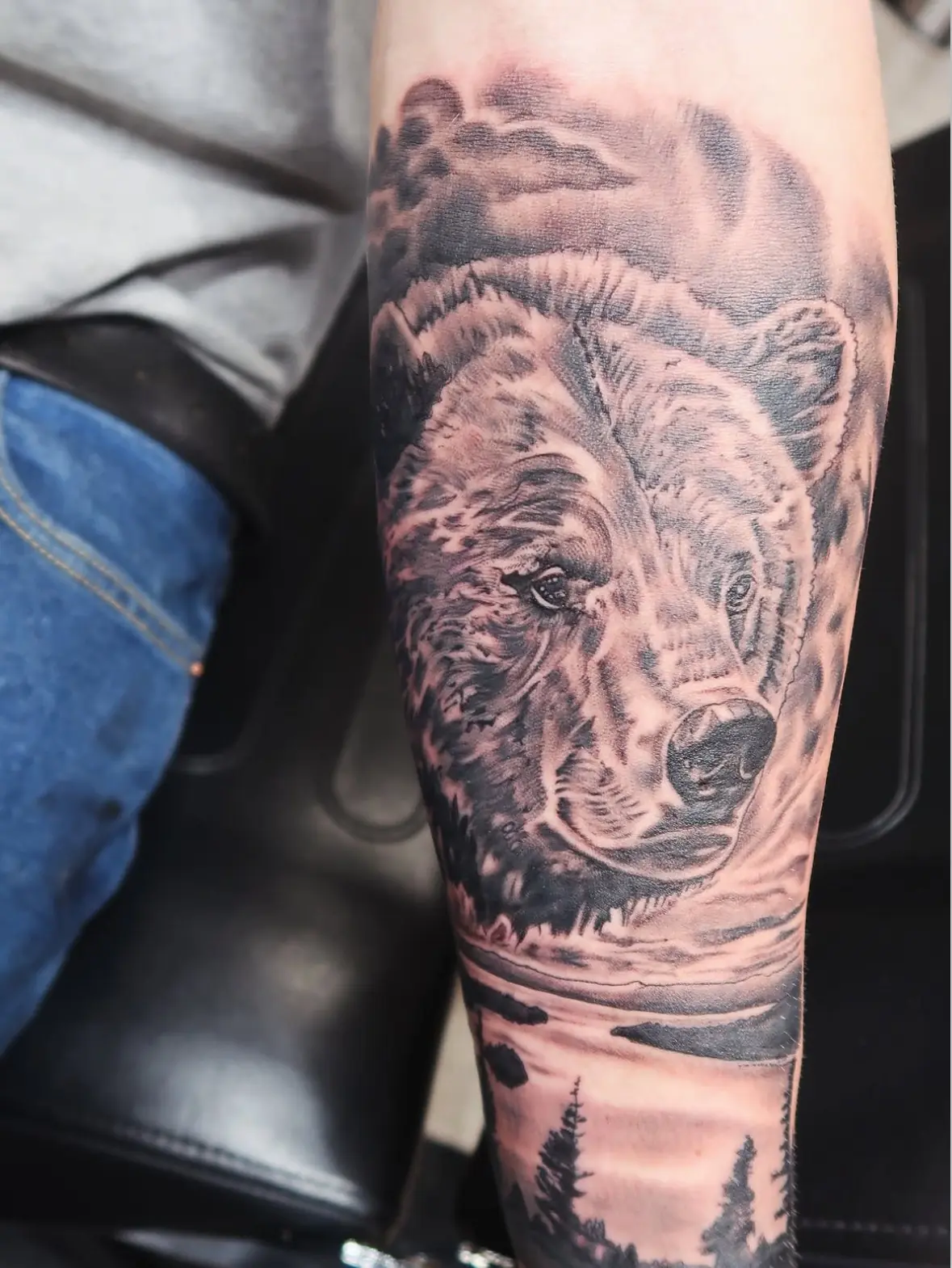 Wolf and landscape tattoo from Only 4Ever Tattoo Studio